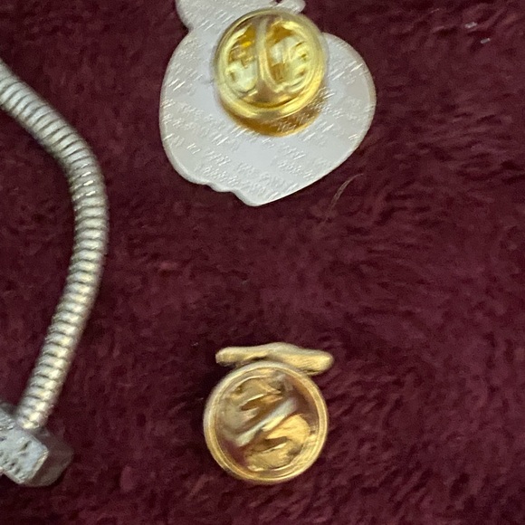 Teacher Silver Charm Bracelet with Red Accents and gold apple pin lot - Picture 7 of 8